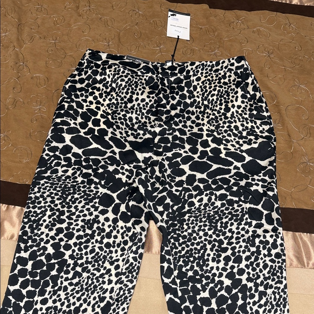 Swirling Leopard/ Black and Beige Animal Print Trousers